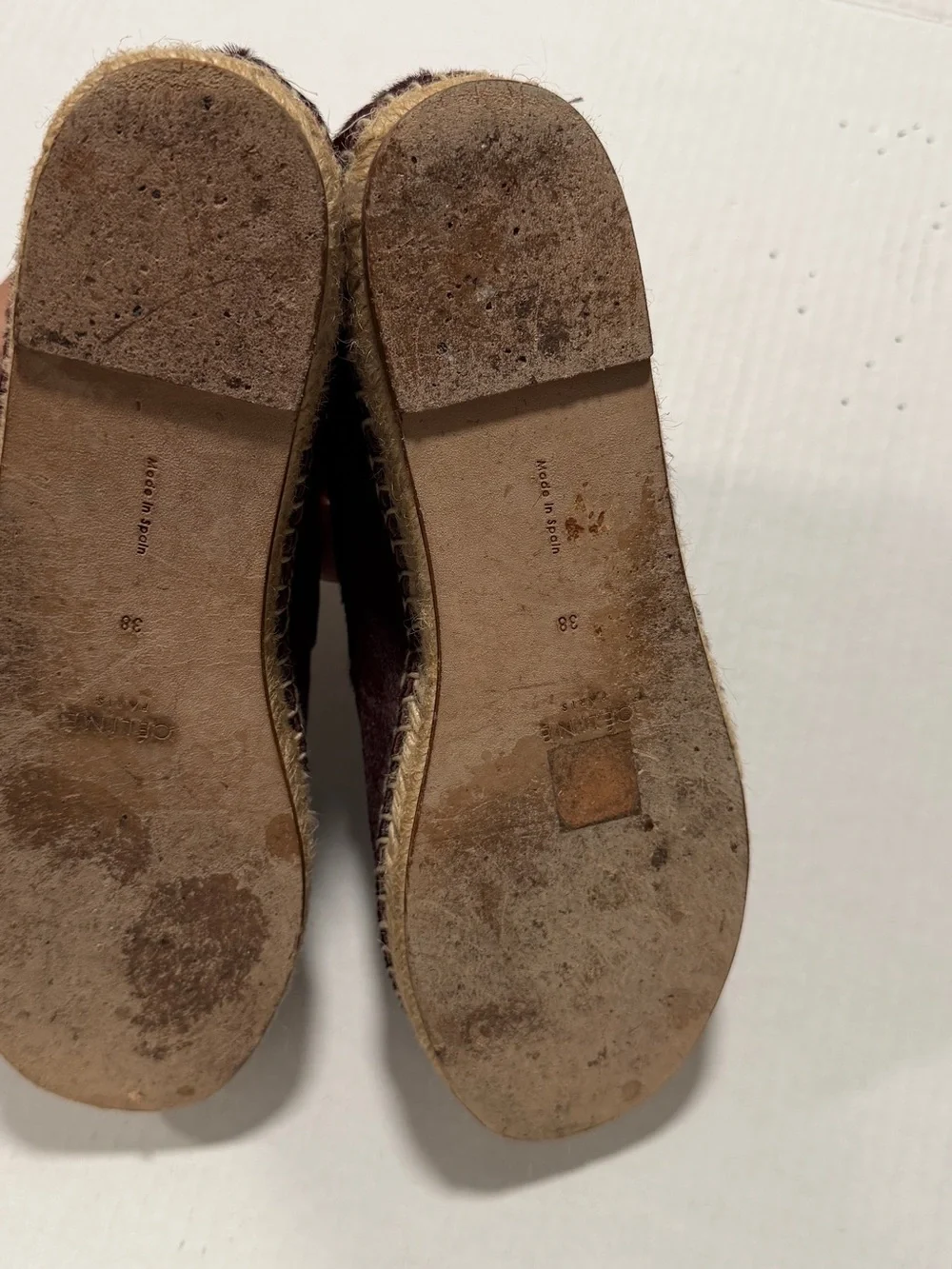 Celine  Burgundy Slip-On calf pony hair Espadrilles with Jute Trim